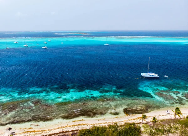 Tropikal Adalar Tobago Cays Vincent Grenadinler Turkuaz Karayip Denizinde Hava — Stok fotoğraf