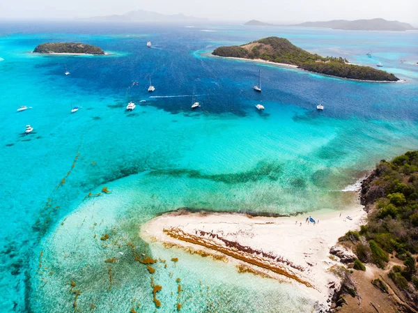 Vista Aérea Drones Ilhas Tropicais Turquesa Mar Das Caraíbas Tobago — Fotografia de Stock