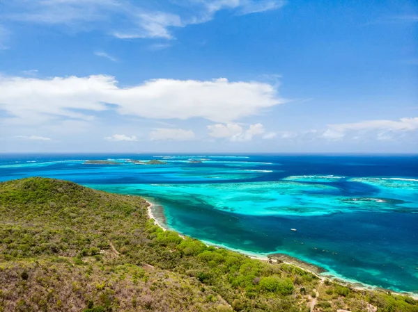 Légi Drone Kilátás Vincent Grenadine Szigetek Karib Tengerre Trópusi Sziget — Stock Fotó