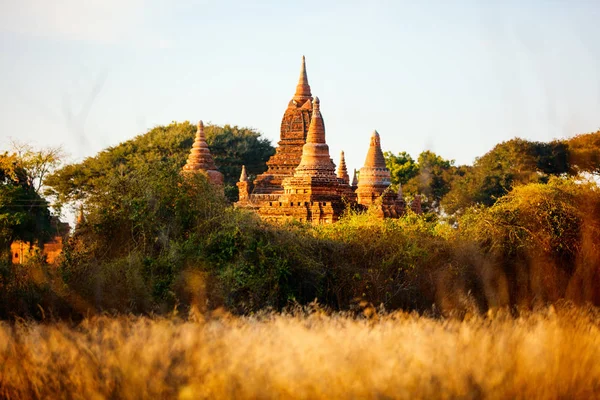 Ohromující Krajina Pohled Historických Buddhistických Pagod Bagan Archeologické Oblasti Myanmaru — Stock fotografie