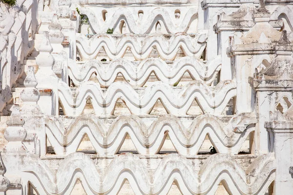 Detalhes Pagode Hsinbyume Branco Bonito Mingun Myanmar — Fotografia de Stock