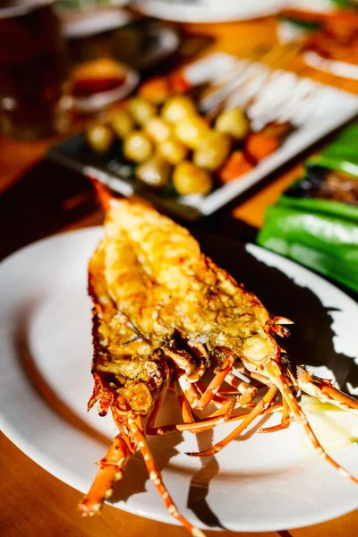 Gros Plan Délicieux Fruits Mer Grillés Homard — Photo