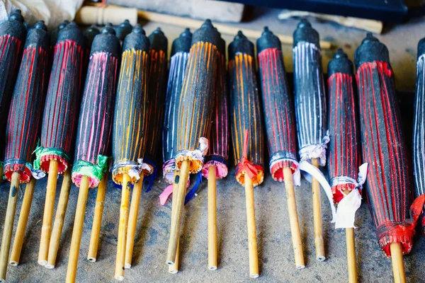 Sombrillas Tradicionales Hechas Mano Fábrica Myanmar —  Fotos de Stock