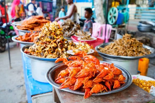 Granchi Grigliati Freschi Mercato Strada — Foto Stock