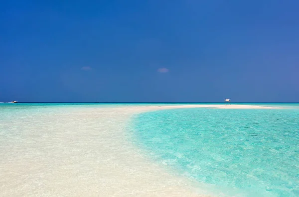 Bela Praia Tropical Banco Areia Maldivas — Fotografia de Stock