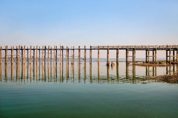 Paisagem Bein Bridge Myanmar Mais Longa Ponte Teca Mundo — Fotografia de Stock
