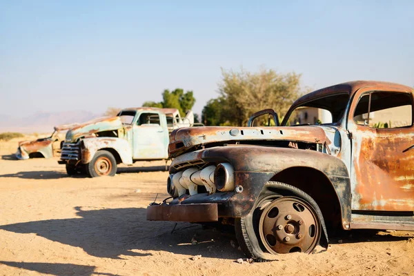 Abandoned old cars near a service station at Solitaire in Namibia