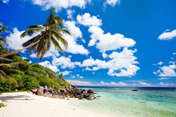 塞舌尔马埃岛的热带海滩风起云涌 — 图库照片