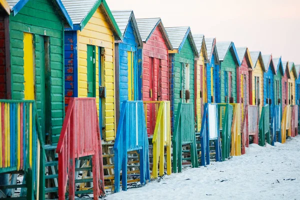 Berühmte Bunte Hütten Strand Von Muizenberg Der Nähe Von Kapstadt — Stockfoto