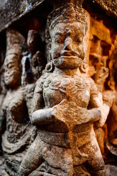 Bajorrelieves Terraza Del Rey Leproso Área Arqueológica Angkor Camboya — Foto de Stock