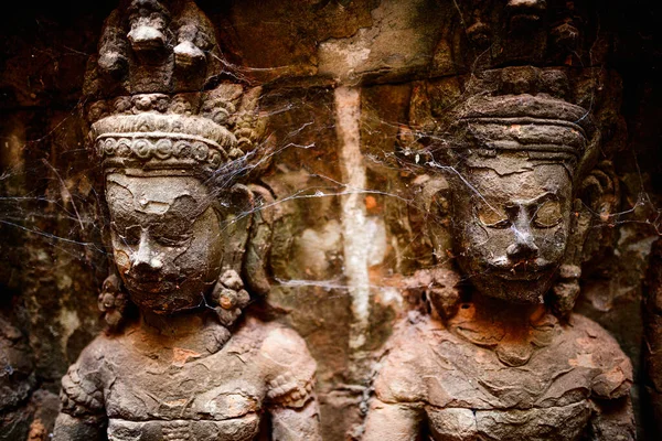 Bajorrelieves Terraza Del Rey Leproso Área Arqueológica Angkor Camboya — Foto de Stock