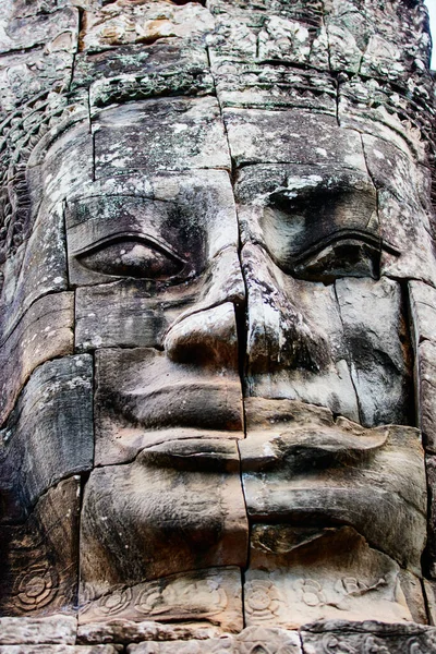 Лица Древнего Храма Байон Популярной Туристической Достопримечательностью Ангкор Сием Рип — стоковое фото