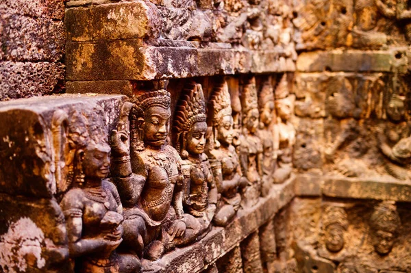 Bas Reliefy Tarasie Króla Trędowatego Angkor Obszar Archeologiczny Kambodży — Zdjęcie stockowe