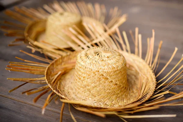 Close Handmade Straw Hats — Stock Photo, Image