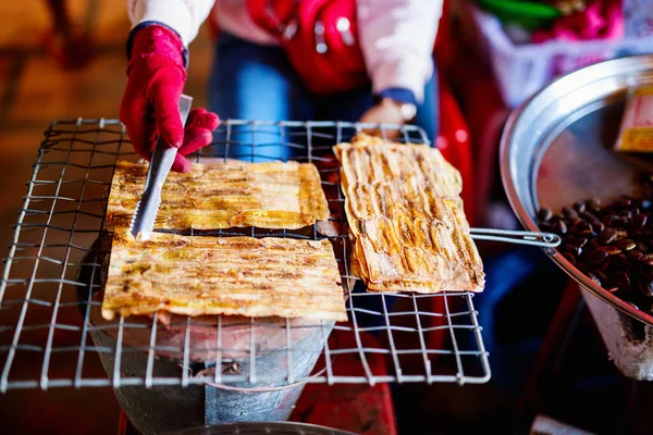 Kambodzsában Ázsiai Piacon Főzött Utcai Élelmiszerek — Stock Fotó