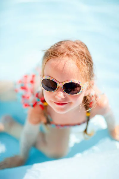 Adorable Little Girl Swimming Pool Having Fun Enjoying Summer Vacation Royalty Free Stock Photos