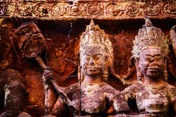 Bas reliefs in Terrace of the Leper King in Angkor Archaeological area in Cambodia — Stock Image Bas Reliefs Terrace Leper King Angkor Archaeological Area Cambodia Royalty Free Stock Images