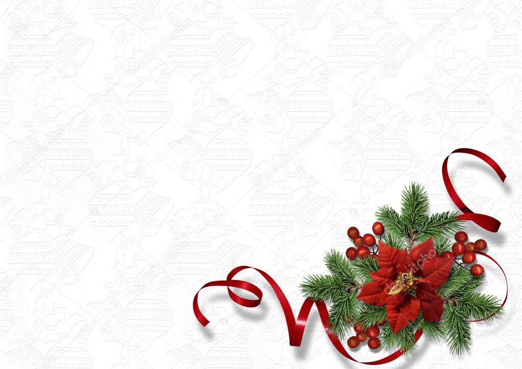 Christmas greeting card with holiday decorations