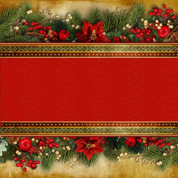 Karácsonyi Banner Háttérgrafika Xmas Kiváló Garland — Stock Fotó