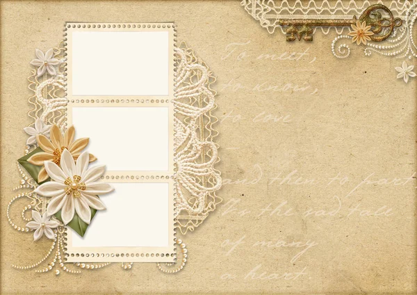 Vintage Schönen Hintergrund Mit Blumen Und Fotorahmen — Stockfoto
