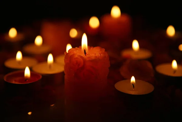 Detail View Burning Wax Candles — Stock Photo, Image