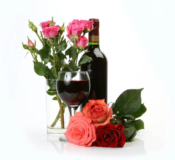 Çiçekli Güller Şarap — Stok fotoğraf