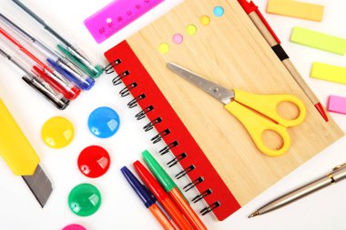 kalem, makas ve okul için Not defteri