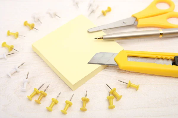 Office Supplies Stationery Knife Pen Scissors — Stock Photo, Image