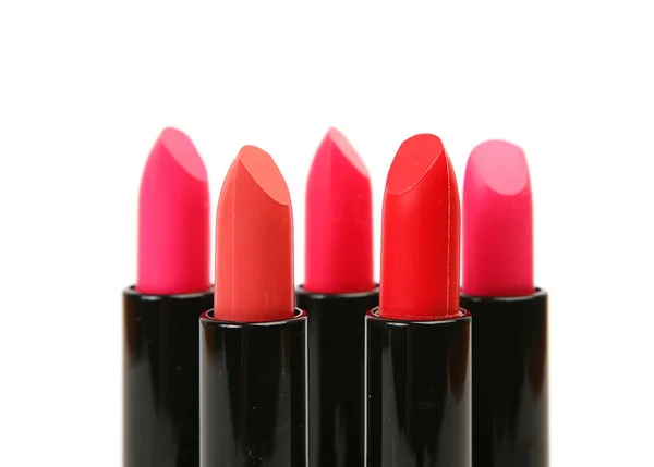 Female Colored Lipstick Make White Background — Stock Photo, Image