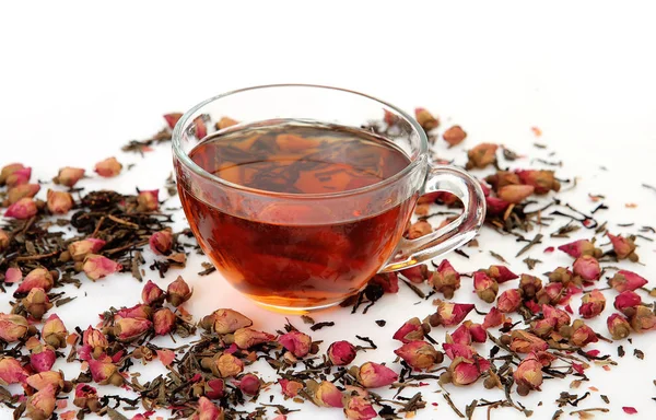 Tea Mug Dry Buds Rose Roses — Stock Photo, Image