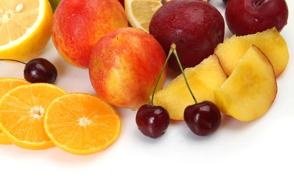 Fruta Madura Para Una Alimentación Sana Saludable Naranja Cereza — Foto de Stock