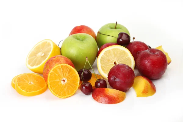 Mogen Frukt För Sund Och Hälsosam Mat Äpple Apelsin Körsbär — Stockfoto