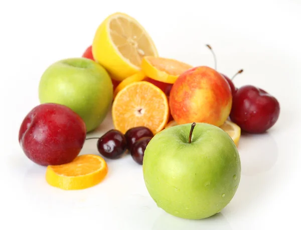 Rijp Fruit Voor Gezonde Gezonde Voeding Appel Sinaasappel Cherry — Stockfoto