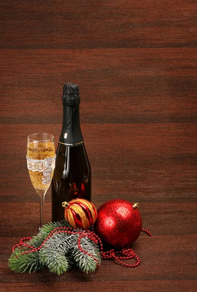 Champagne Nieuwjaar Decoraties — Stockfoto