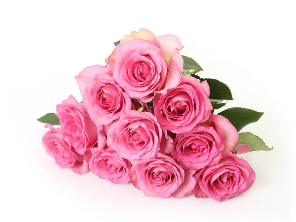 Kytice Růžových Růží Bílém Pozadí — Stock fotografie