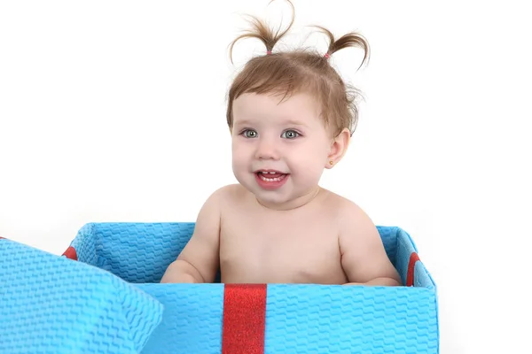 Laughing girl on white background — Stock Photo, Image