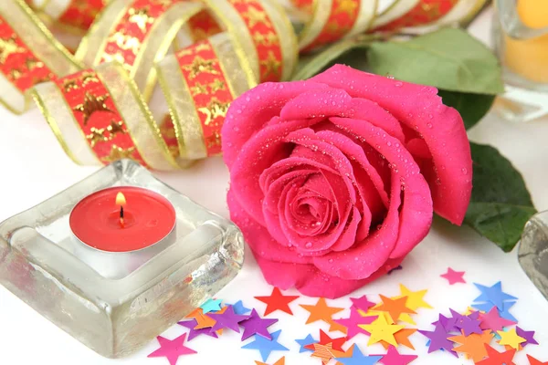 Rosa Rose Und Dekorative Ornamente — Stockfoto