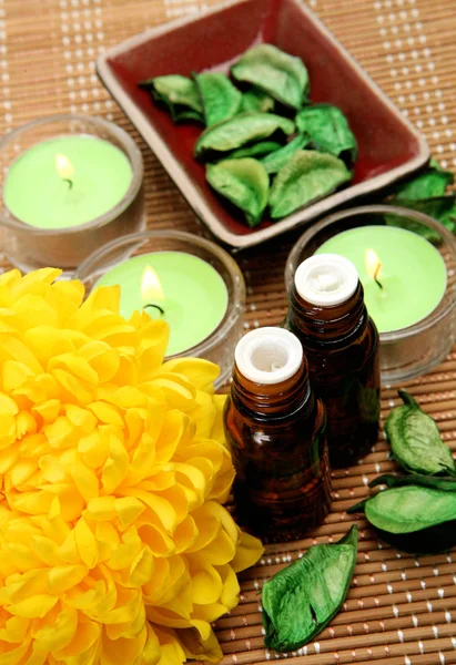 Aromatherapy, spa and massage supplies — Stock Photo, Image
