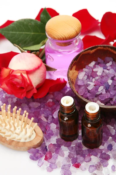 Olja och grädde för aromaterapi och massage Royaltyfria Stockfoton