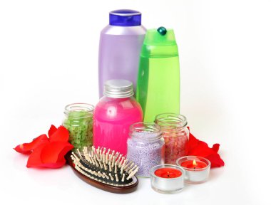 aromaterapi spa ve masaj için öğeler beyaz arka plan izole