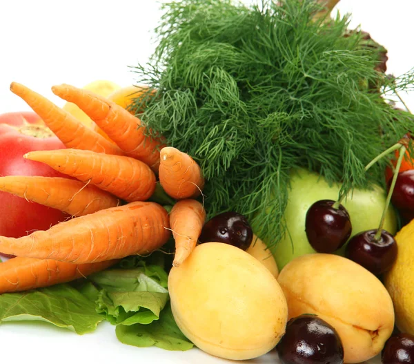 Reife Kirschen Und Köstliches Obst Und Gemüse Für Diätmahlzeit — Stockfoto