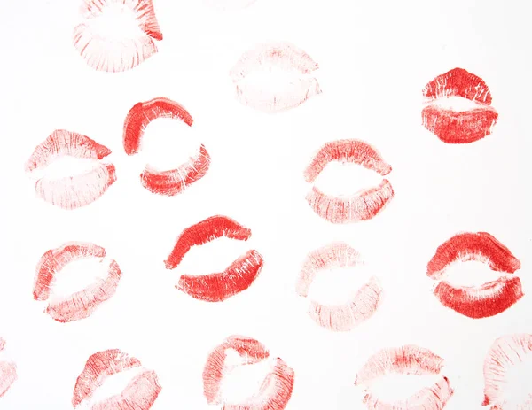 Lippen Afdrukken Witte Achtergrond — Stockfoto