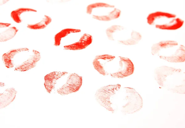 Empreintes Lèvres Sur Fond Blanc — Photo