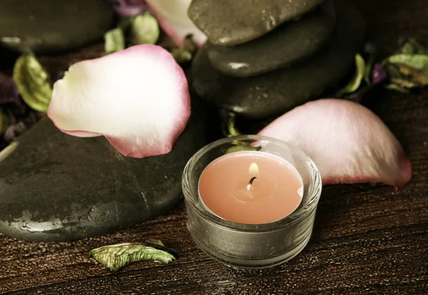 Stones Burning Candles Massage Aromatherapy — Stock Photo, Image