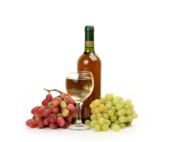 Uvas Maduras Vinho Vidro Garrafa — Fotografia de Stock