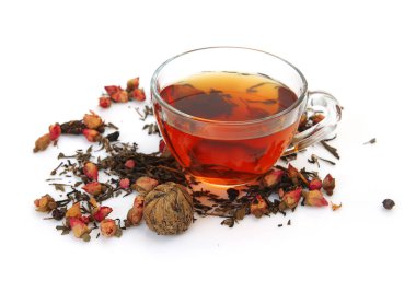 çay ve kuru Rosebuds fincan