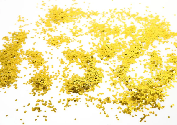 Golden Confetti White Background — Stock Photo, Image