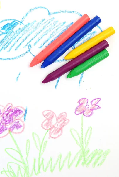 Lápis de cera coloridos para desenho — Fotografia de Stock