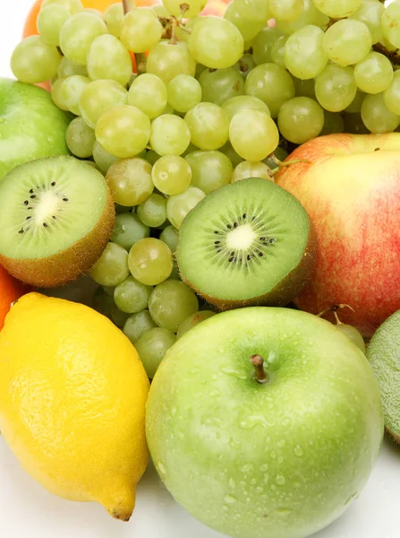 Kiwi Grapes Apples Lemon Fruits Healthy Eating — Stock Photo, Image