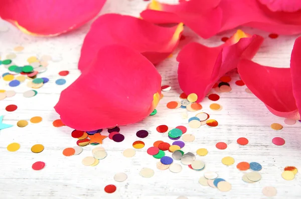 Płatki Róż Kolorowe Konfetti — Zdjęcie stockowe